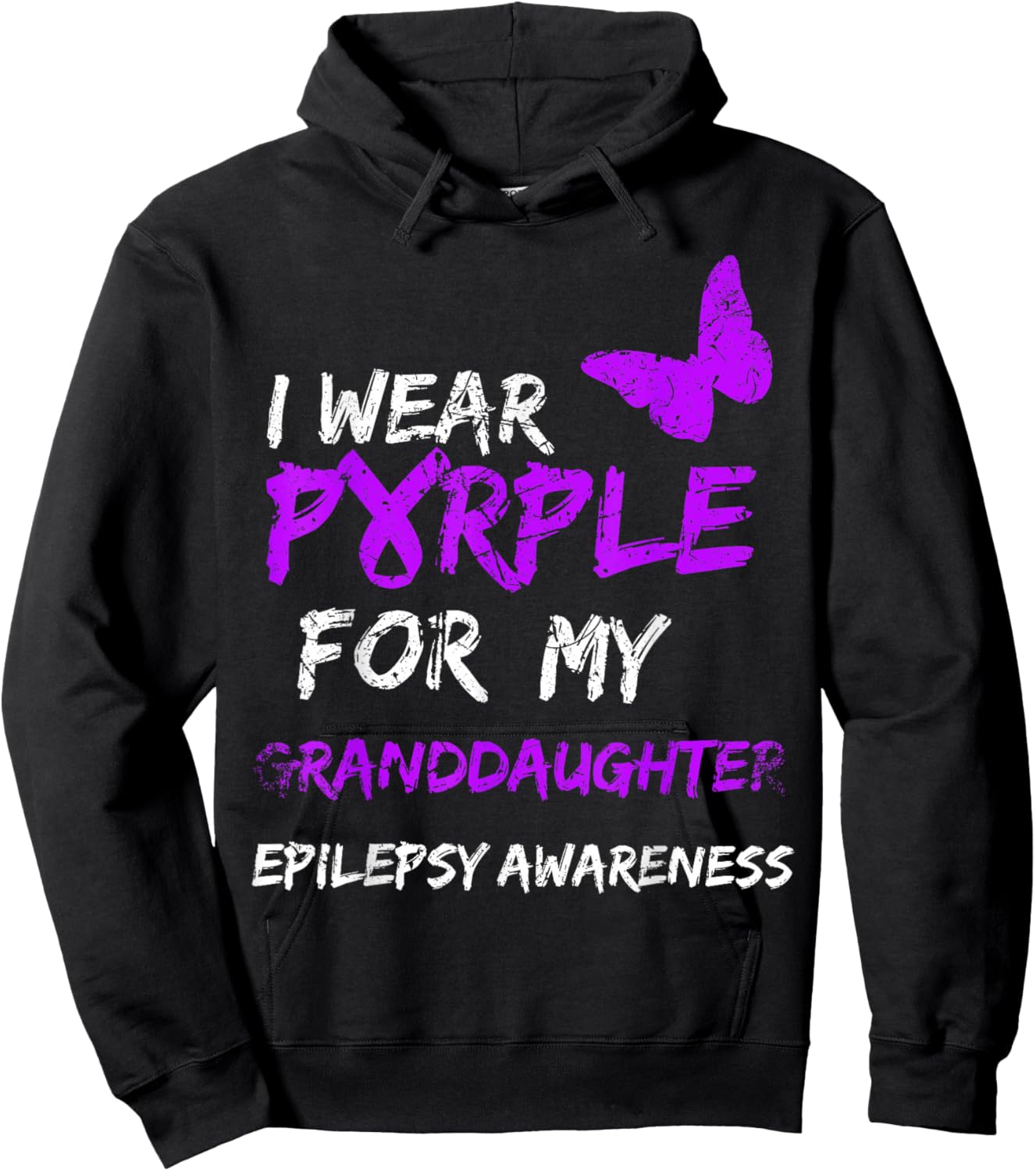 Epilepsy I Wear Purple For My Granddaughter Ribbon Hoodie - Hoodie | Black