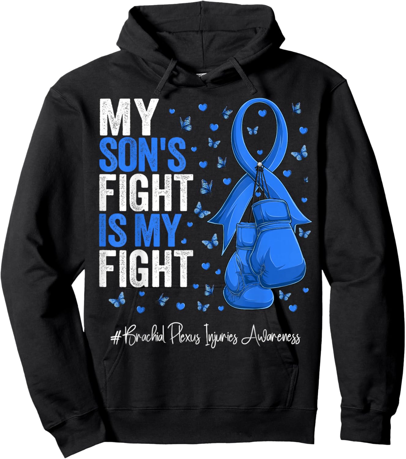 Blue Ribbon Son Brachial Plexus Injuries Awareness Hoodie - Hoodie | Black