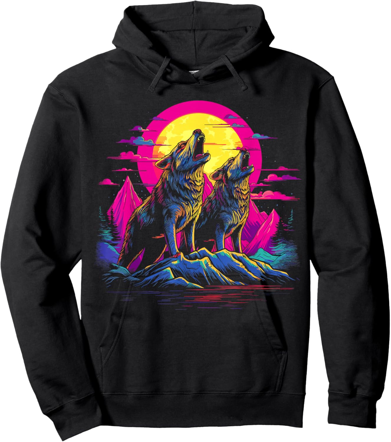 Wolves Moon Howling Wolf Hoodie - Hoodie | Black