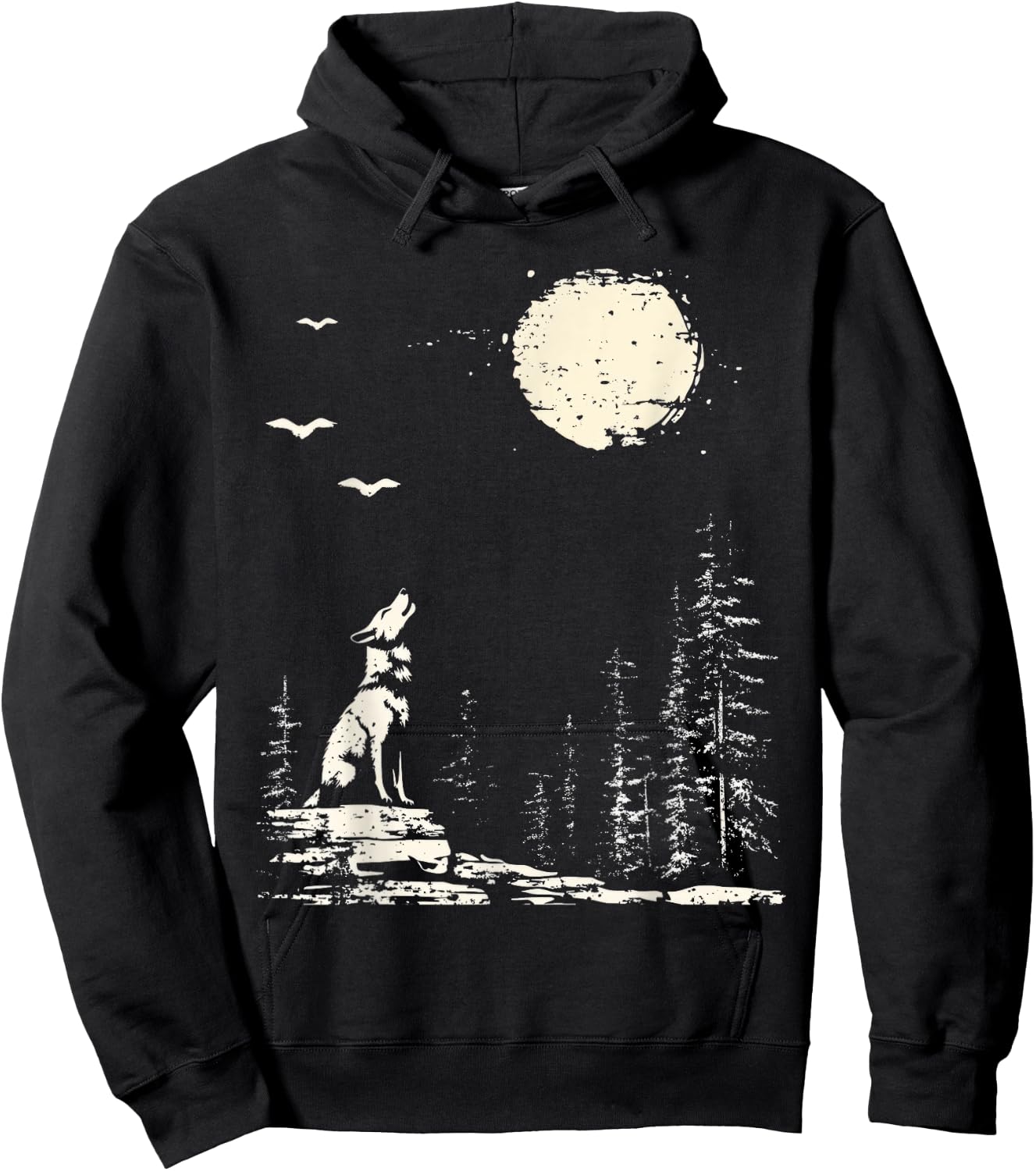 Wolf Forest Nature Wolf And Moon Wildlife Hoodie - Hoodie | Black