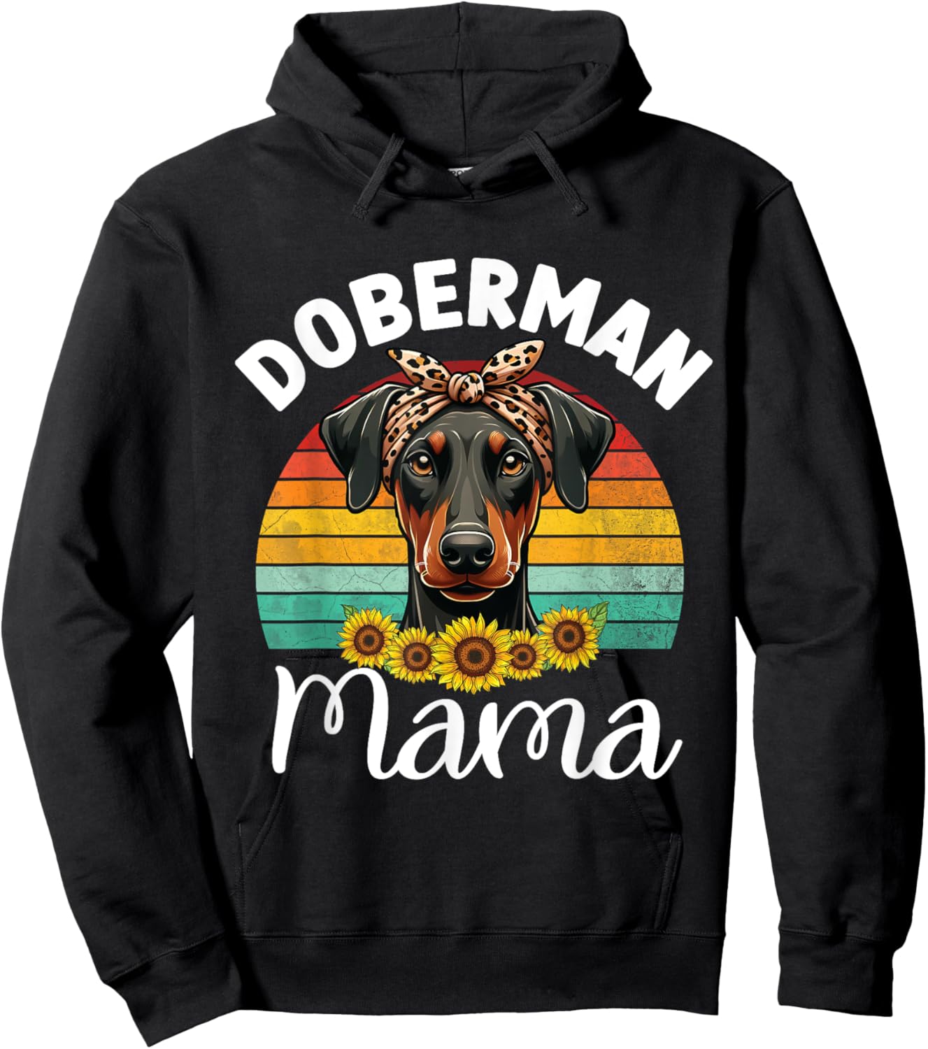Vintage Doberman Pinscher Mama Retro Dog Lovers Mother's Day Hoodie - Hoodie | Black