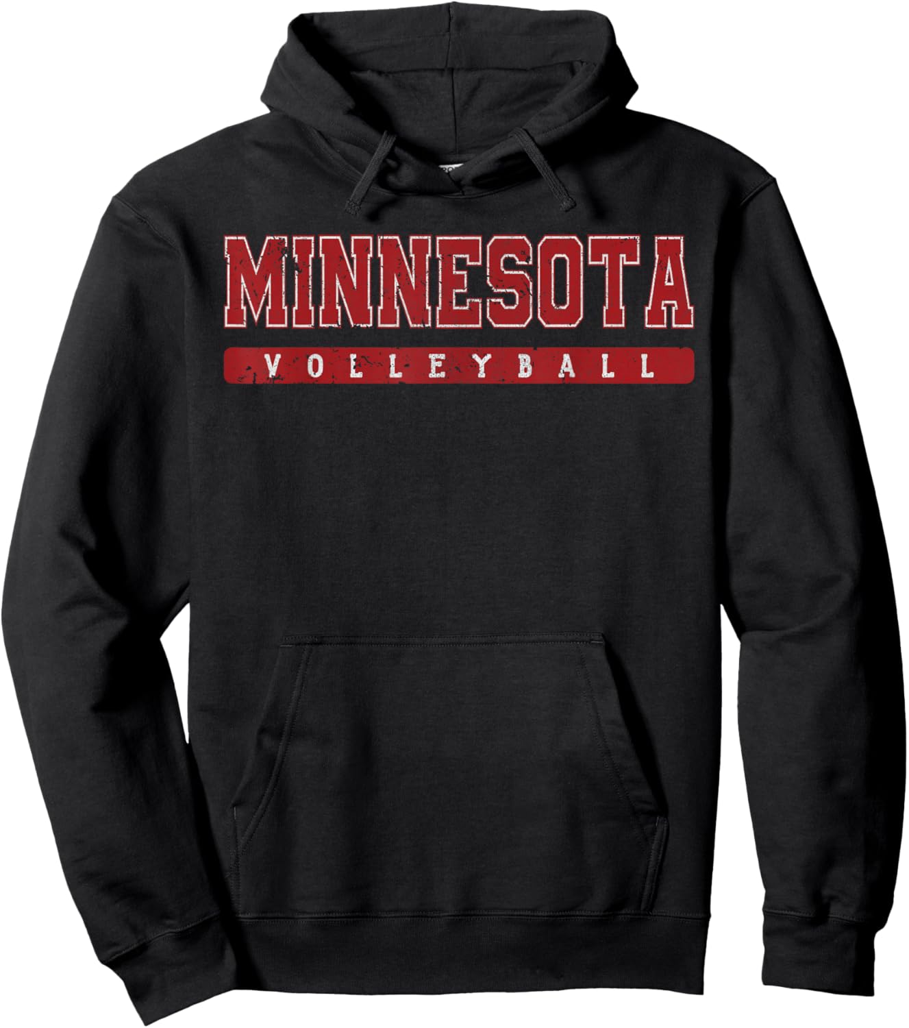 Minnesota Volleyball Red Vintage Text Hoodie - Hoodie | Black