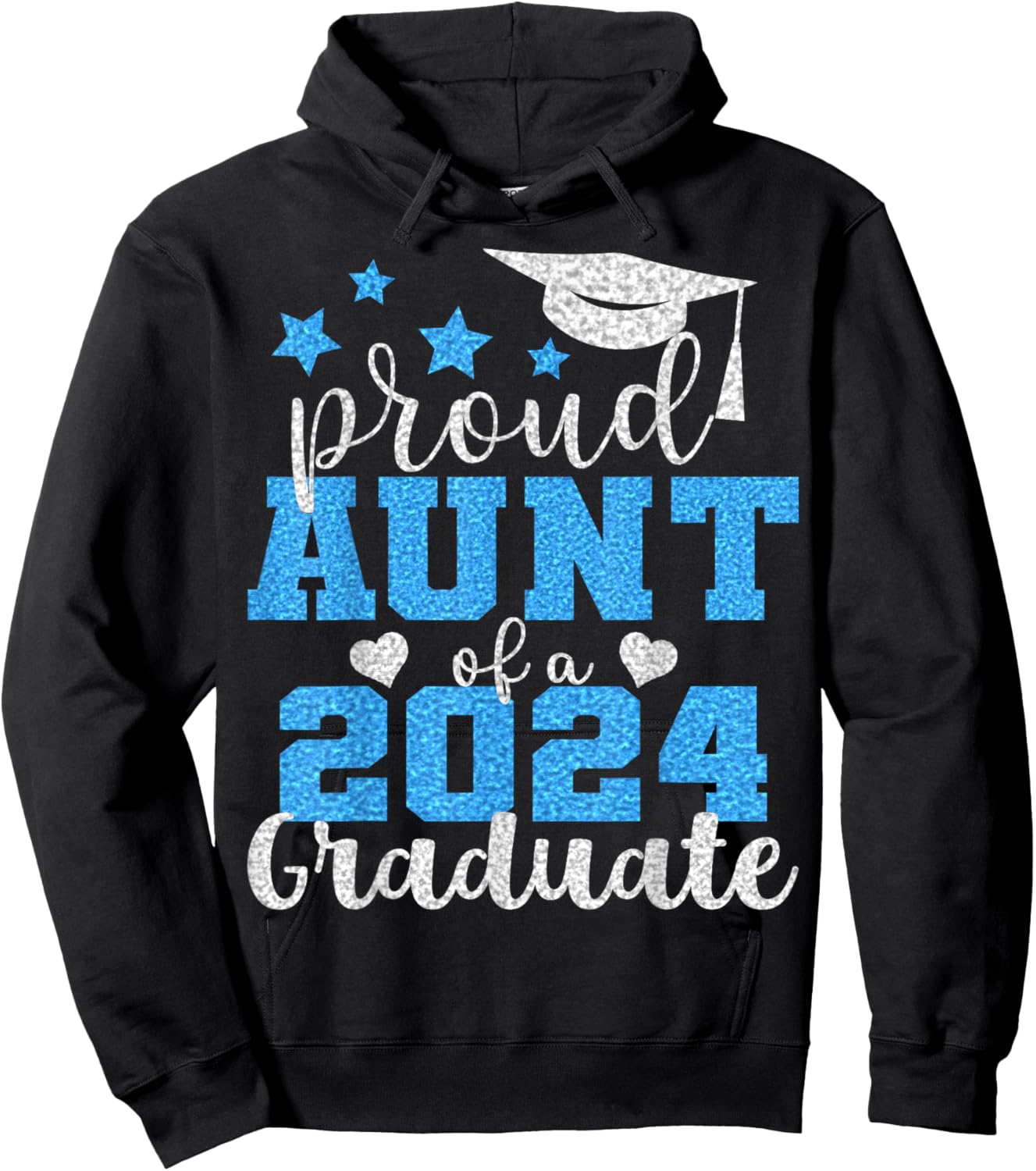 Super Proud Aunt of 2024 Graduate Awesome Family College Hoodie - Hoodie | Black