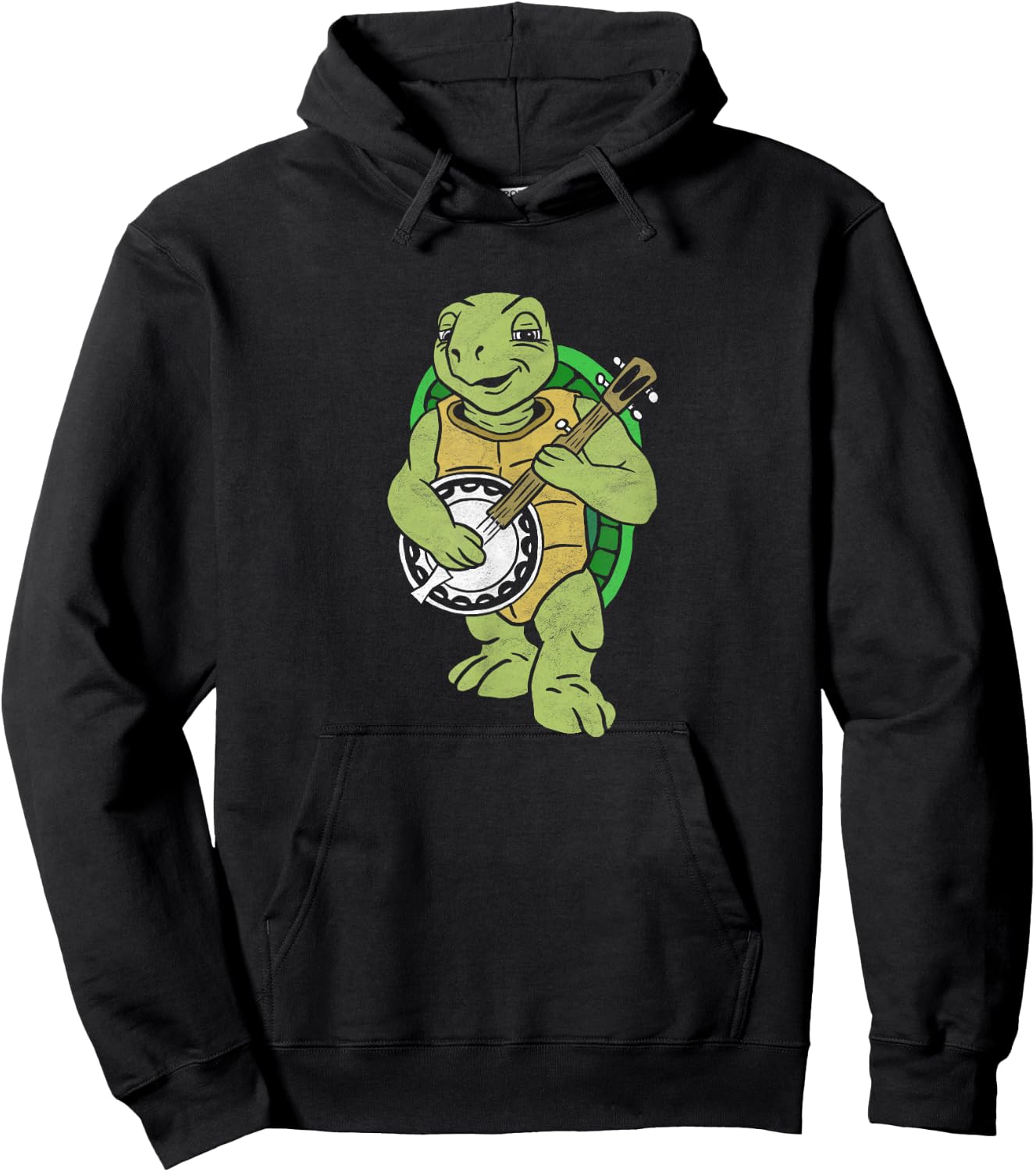 Banjo Turtle Vintage Funny Terrapin Bluegrass Graphic Hoodie - Hoodie | Black