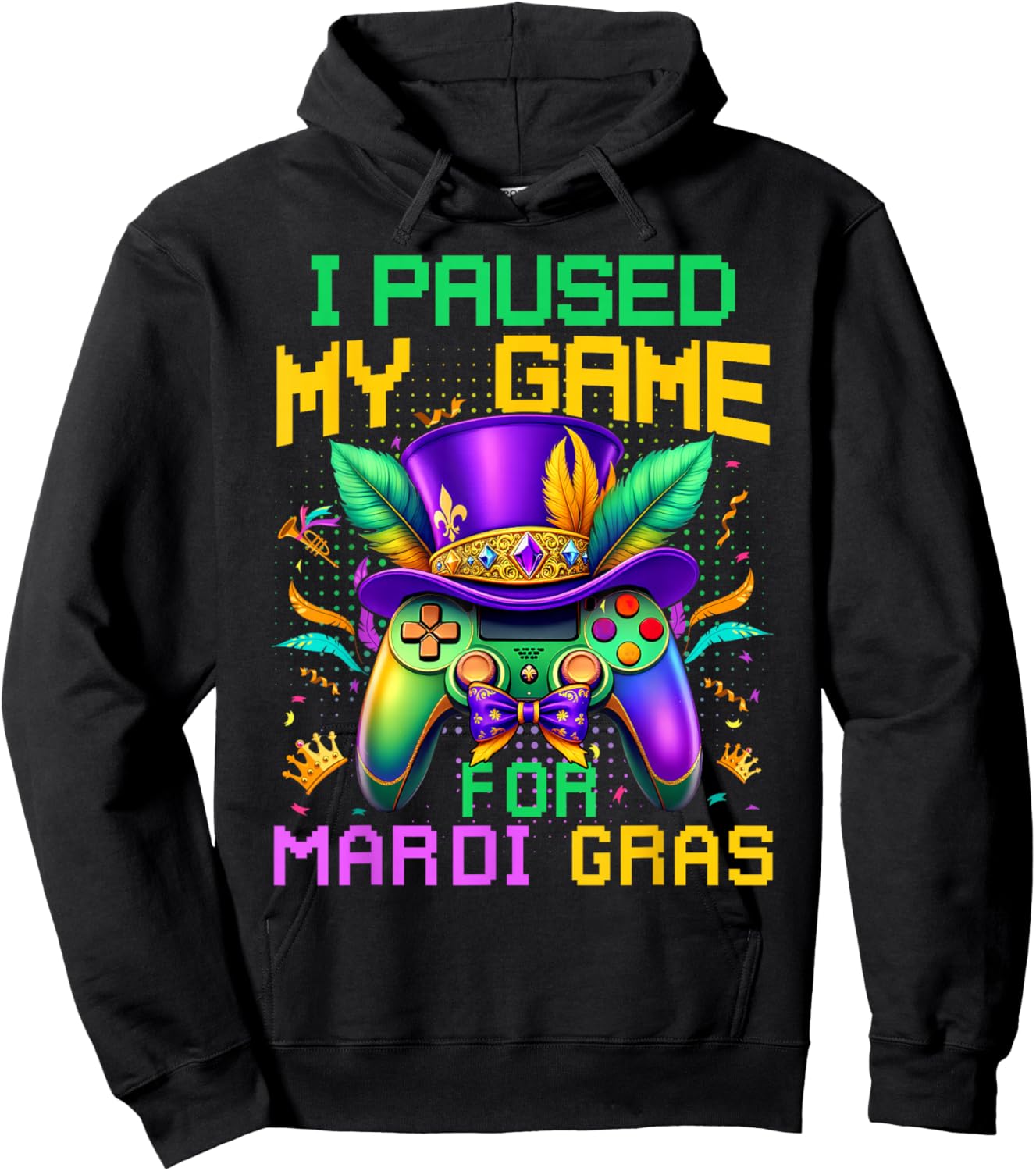 I Paused My Game For Mardi Gras Video Game Controller Boys Hoodie - Hoodie | Black