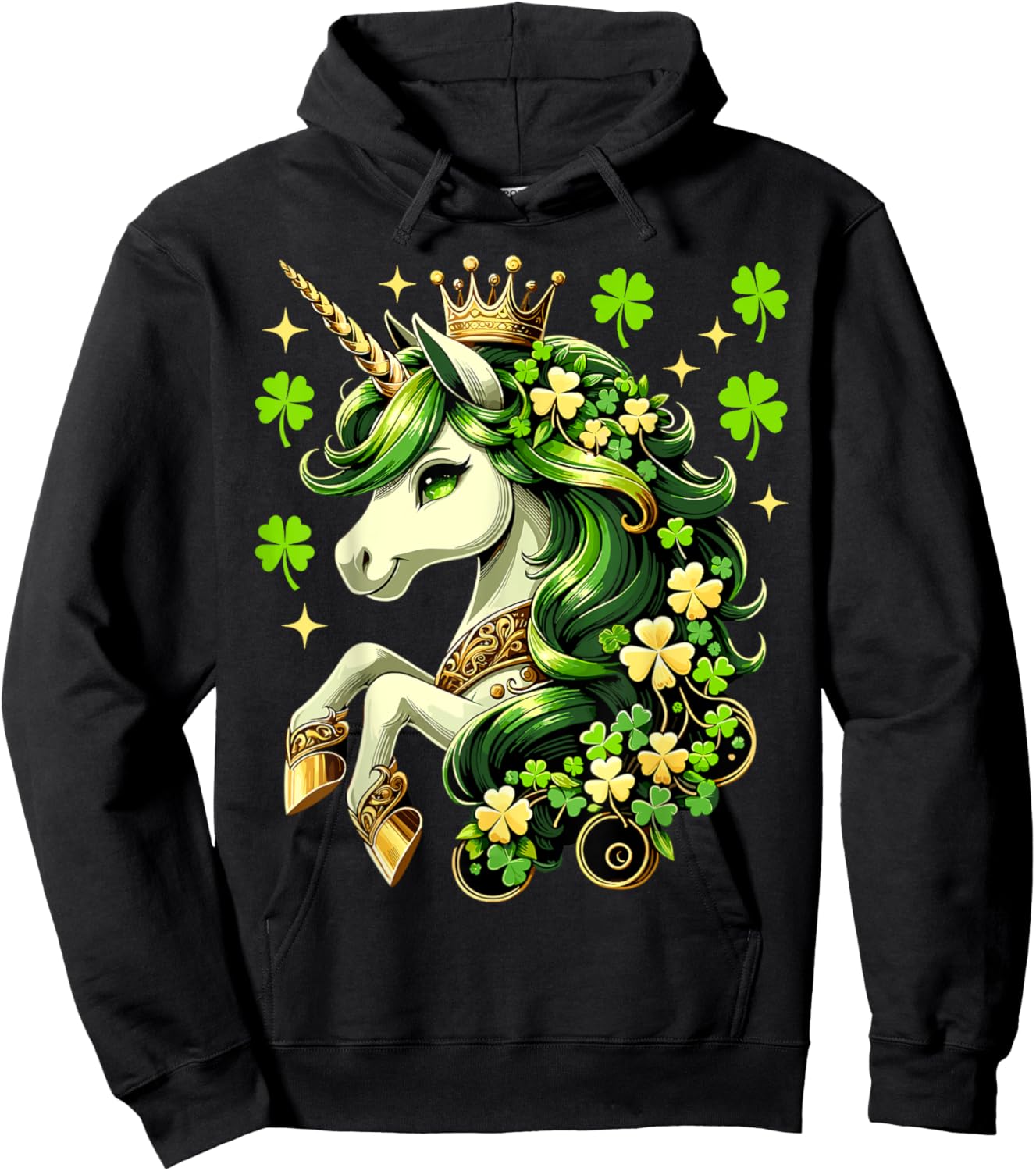 St Patrick Day Unicorn Girls Toddler Lepricorn Unicorn Hoodie - Hoodie | Black