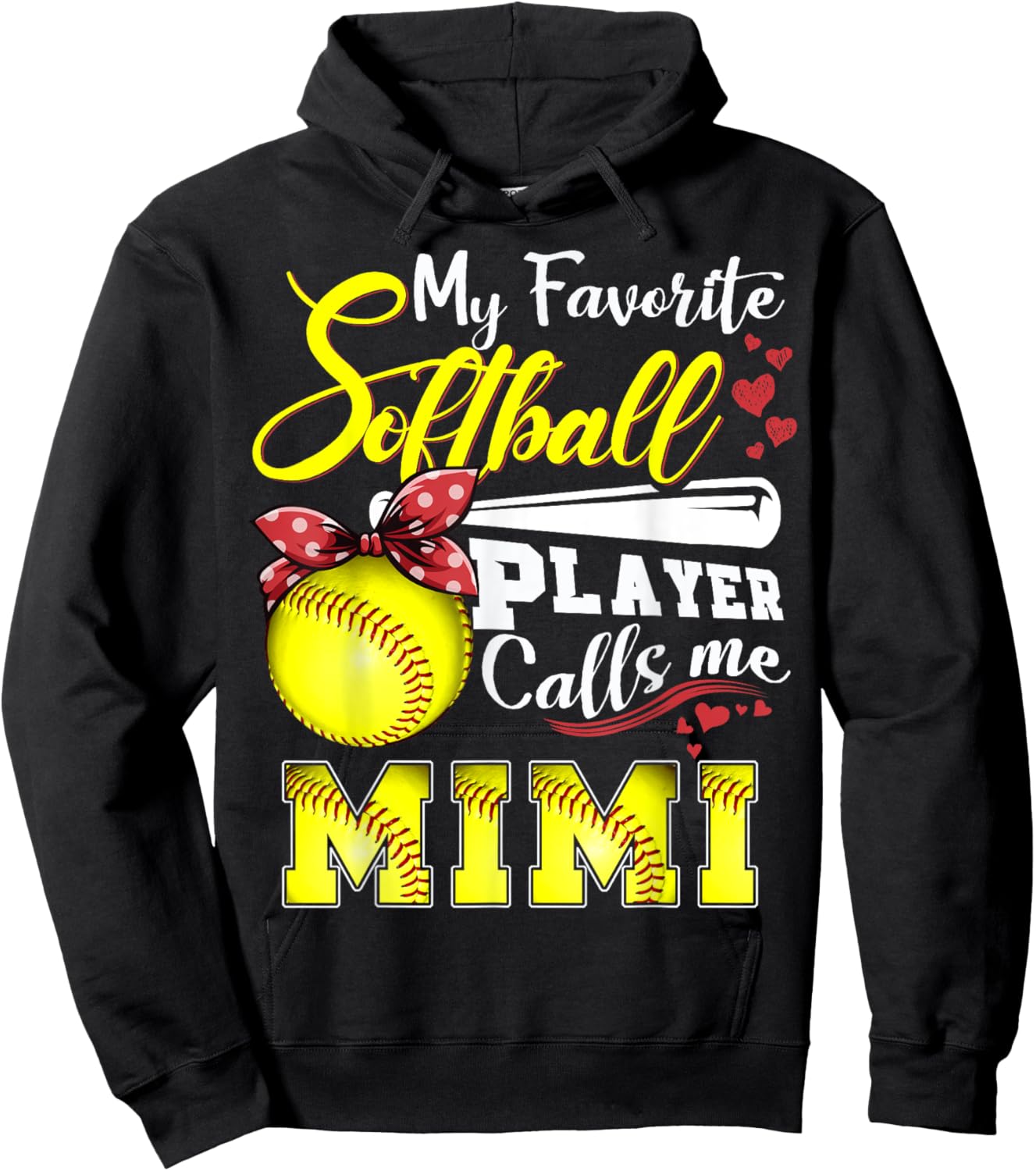 My Favorite Softball Player calls me Mimi Mothers day Hoodie - Hoodie | Black