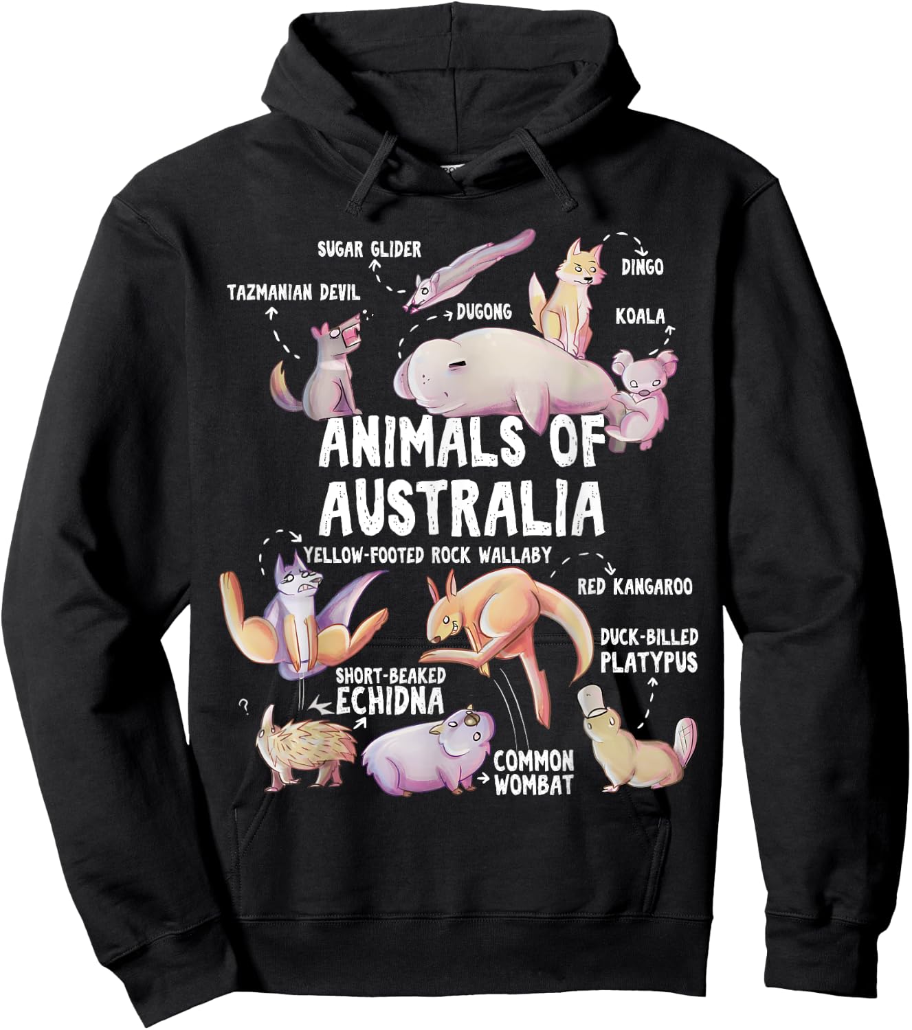 Animals Of Australia Australian Animal Educational Gift Cute Hoodie - Hoodie | Black