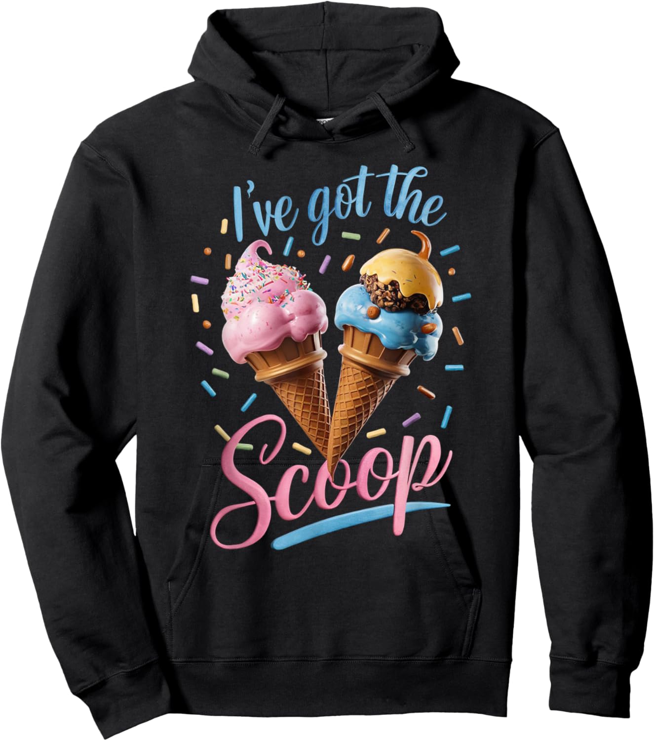 I've Got the Scoop Ice Cream Baby Shower Gender Reveal Party Hoodie - Hoodie | Black