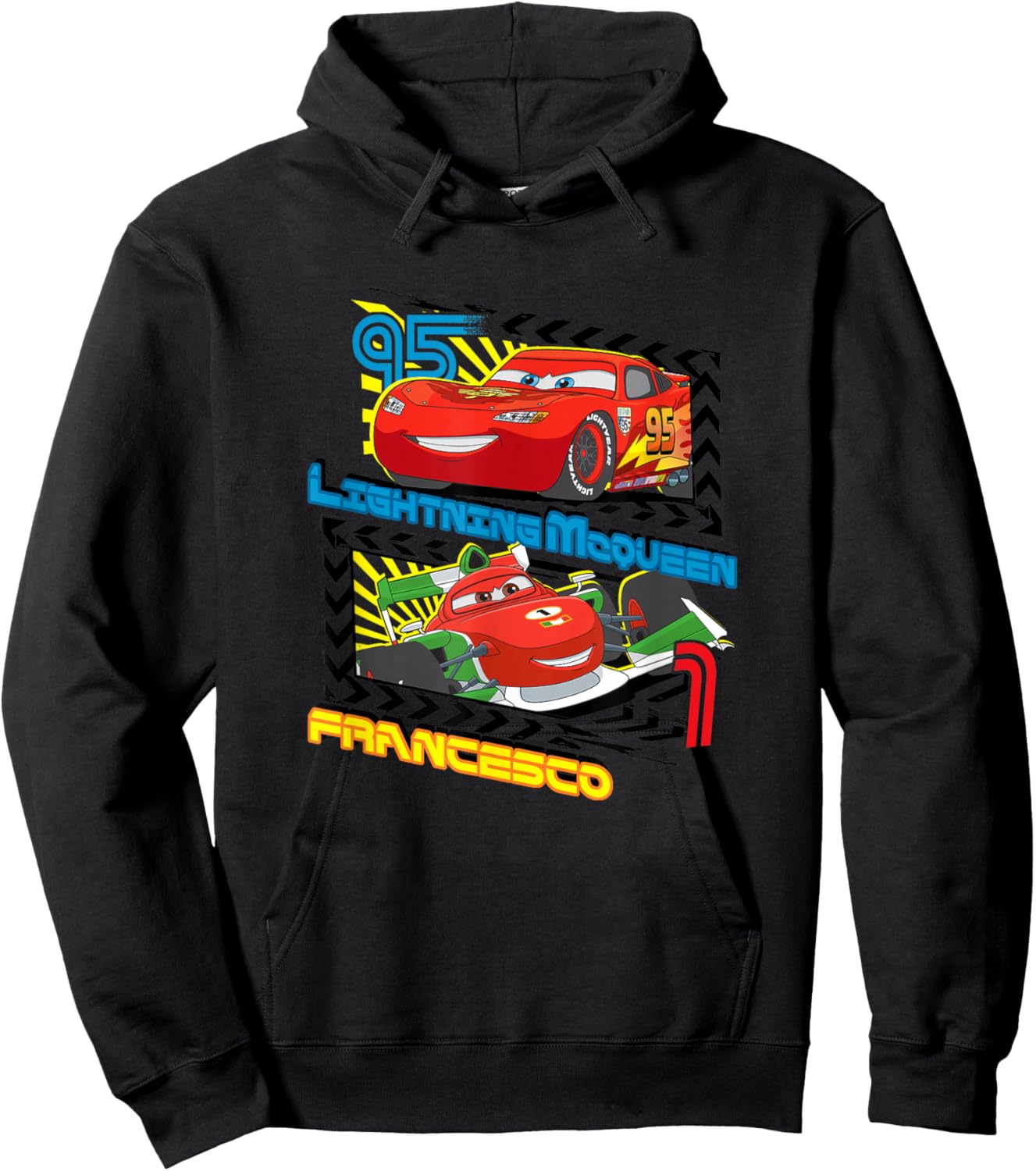 Disney Pixar Cars 2 Lightning McQueen VS Francesco Hoodie - Hoodie | Black