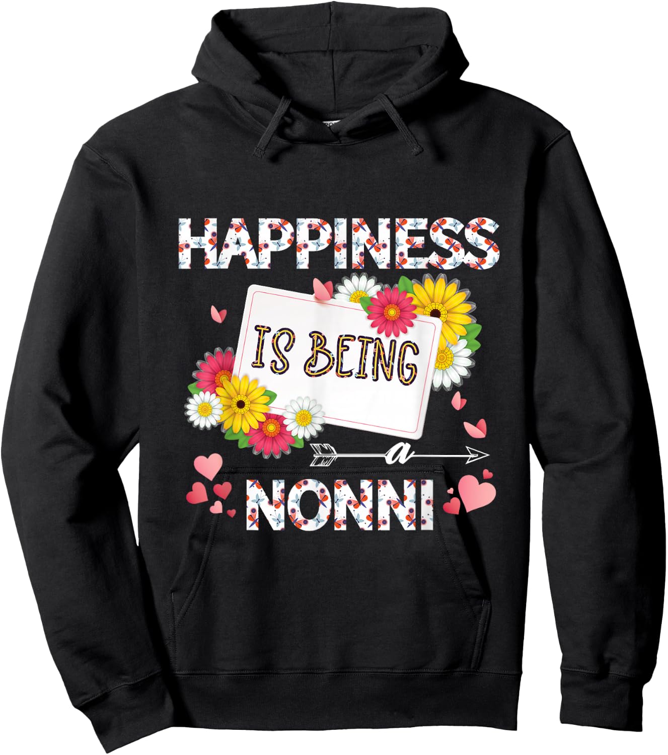Happiness is Being a Nonni, Grandmother Hoodie - Hoodie | Black