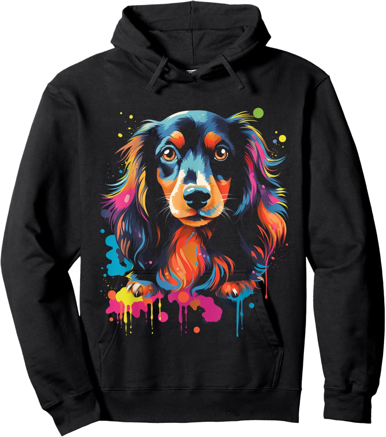 Long Hair Dachshund Puppy Best Dog Walking Pet Women Kids Hoodie - Hoodie | Black