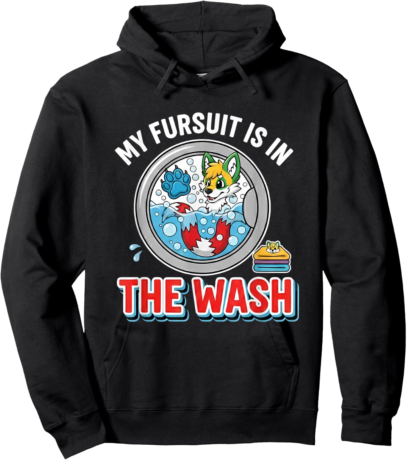 My Fursuit is in the Wash Funny Anthro Fox Fandom Furry Hoodie - Hoodie | Black