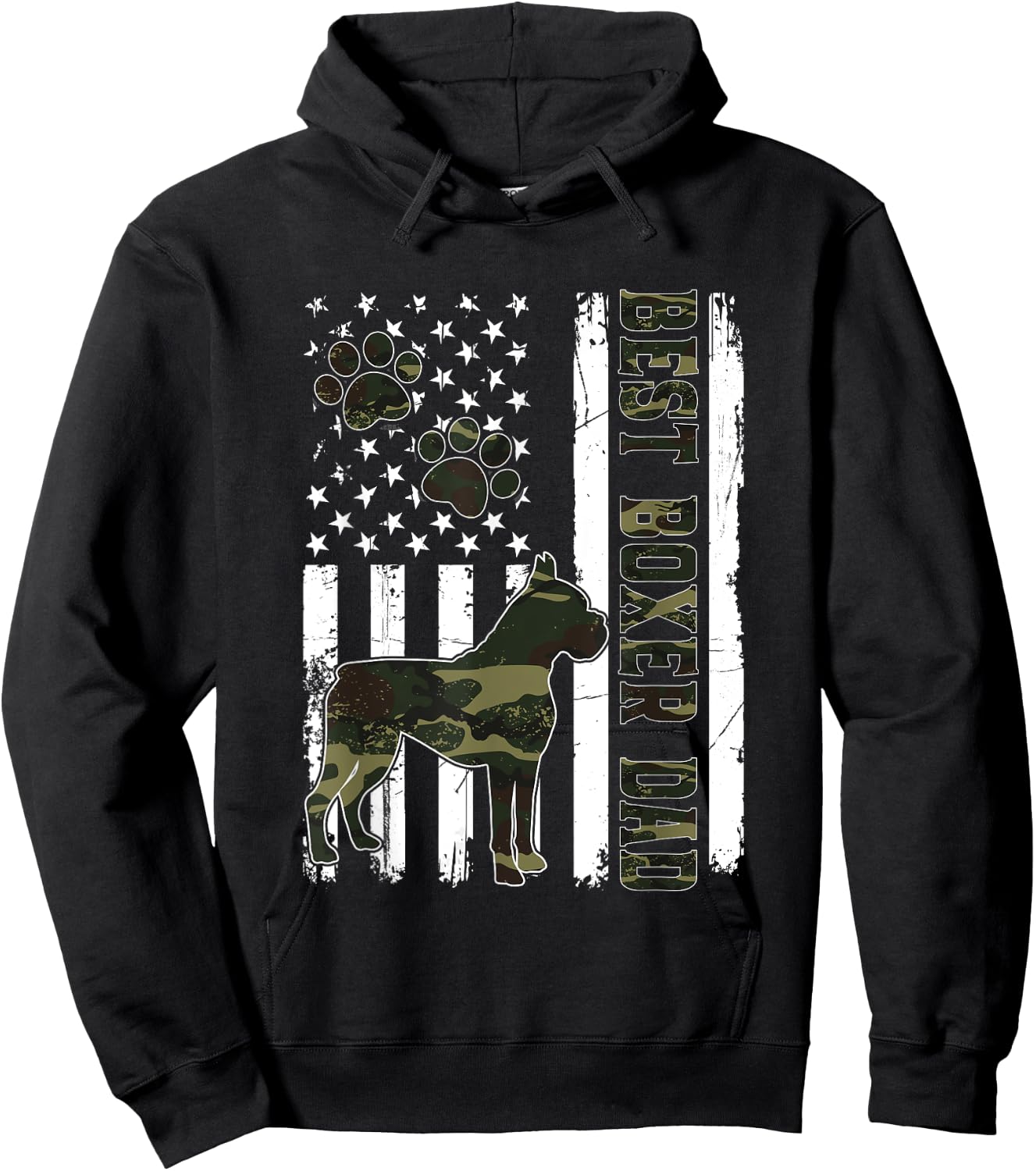 American Flag Best Boxer Dad Ever Dog Dad Hoodie - Hoodie | Black