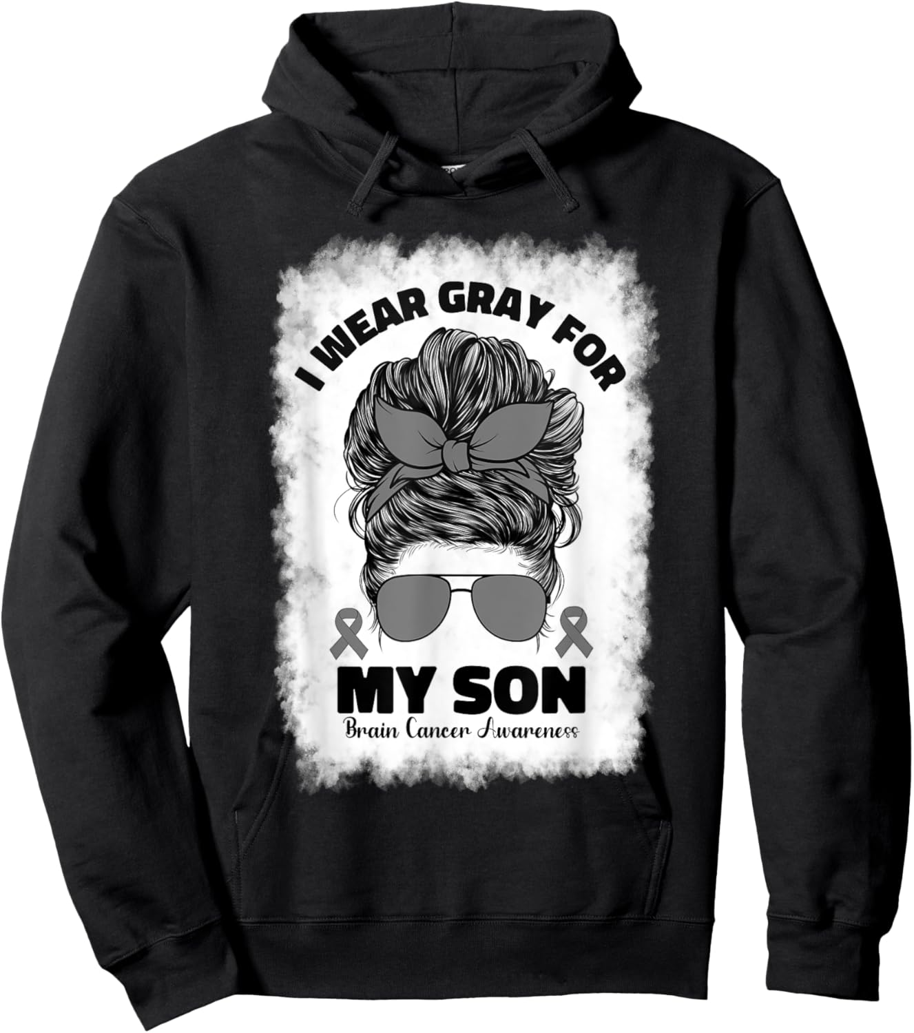 I Wear Gray For My Son Brain Cancer Awareness Kids Men Women Hoodie - Hoodie | Black