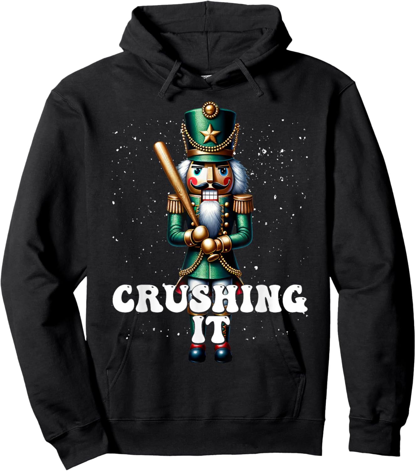 Baseball Player Nutcracker Crushing It Christmas Hoodie - Hoodie | Black