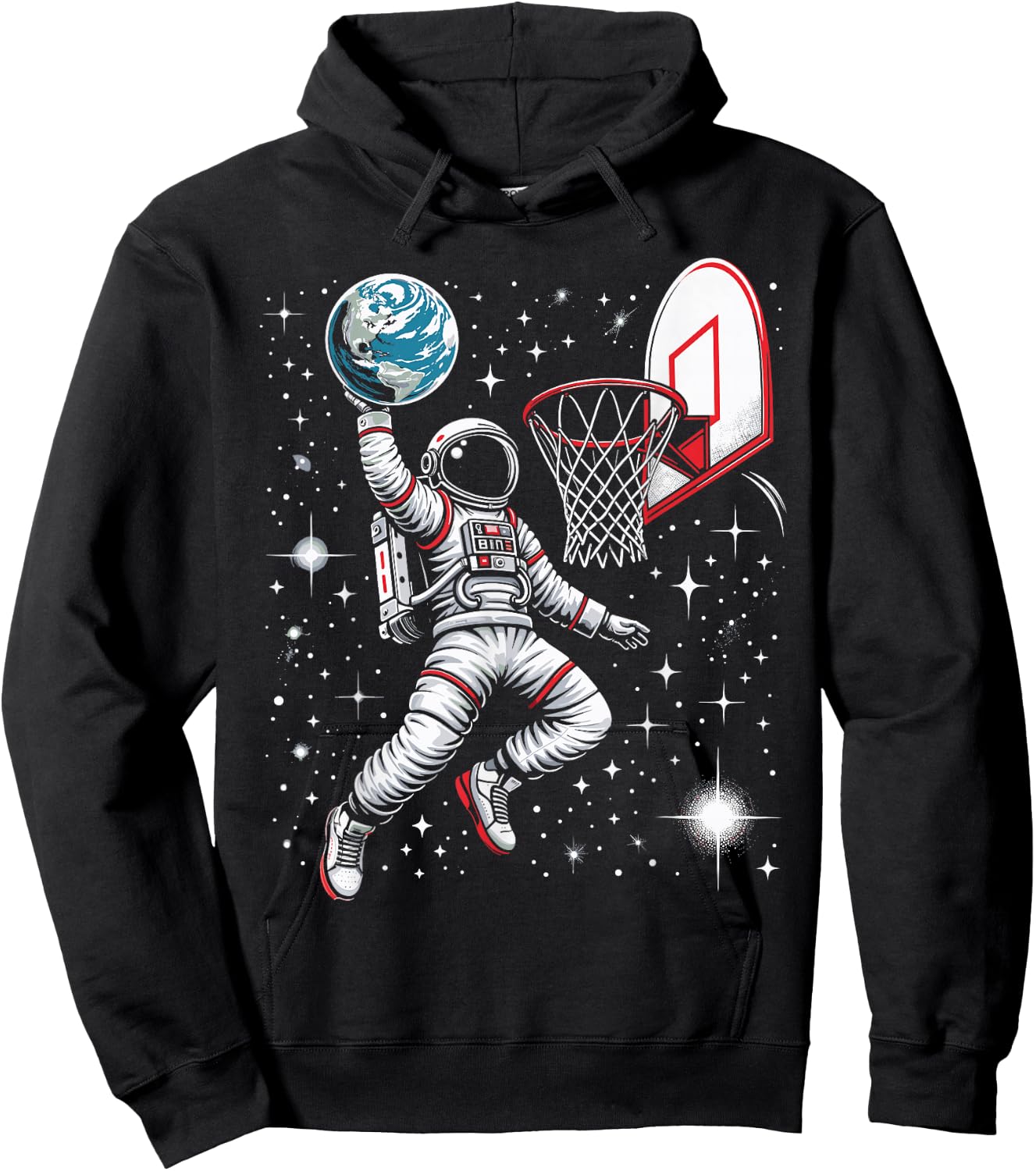 Astronaut Basketball Shirt Space Spaceman Slam Dunking Earth Hoodie - Hoodie | Black