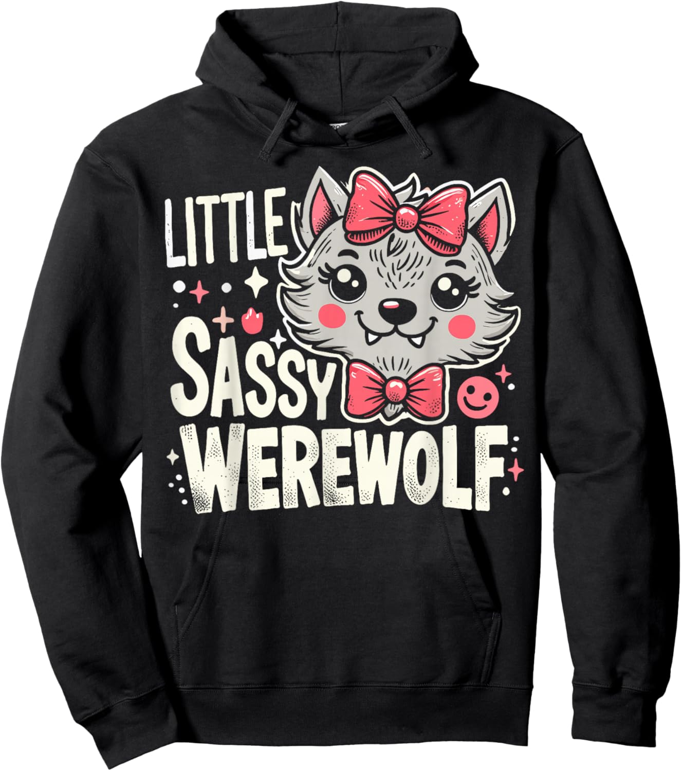 Kids Little Sassy Werewolf Halloween Costume For Girls Women Hoodie - Hoodie | Black