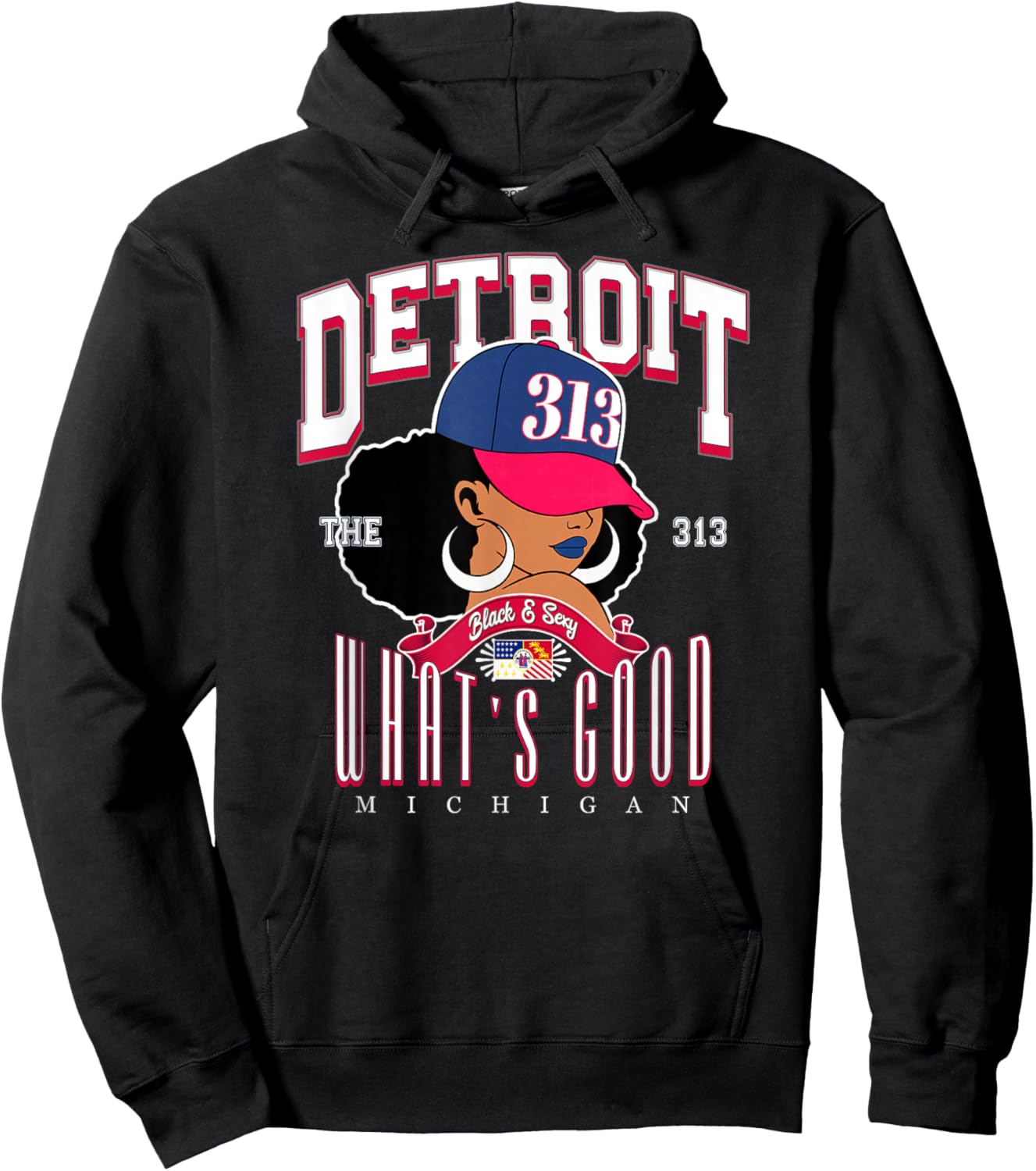 313 Detroit Area Code 'WHAT'S GOOD' Melanated Tribute Hoodie - Hoodie | Black