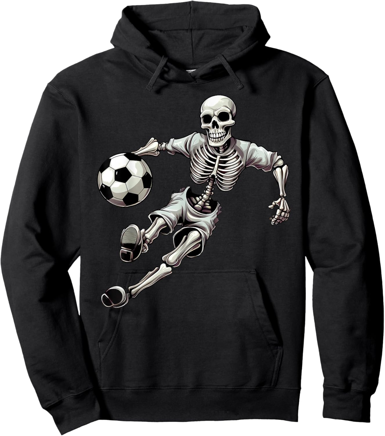 Soccer Skeleton Playing Soccer Halloween Skull Lover Hoodie - Hoodie | Black
