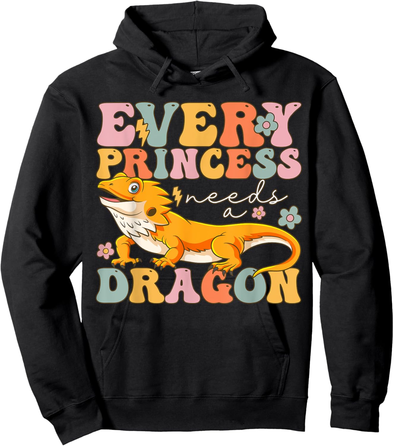 Every Princess Needs A Dragon Groovy Bearded Dragon Girl Hoodie - Hoodie | Black