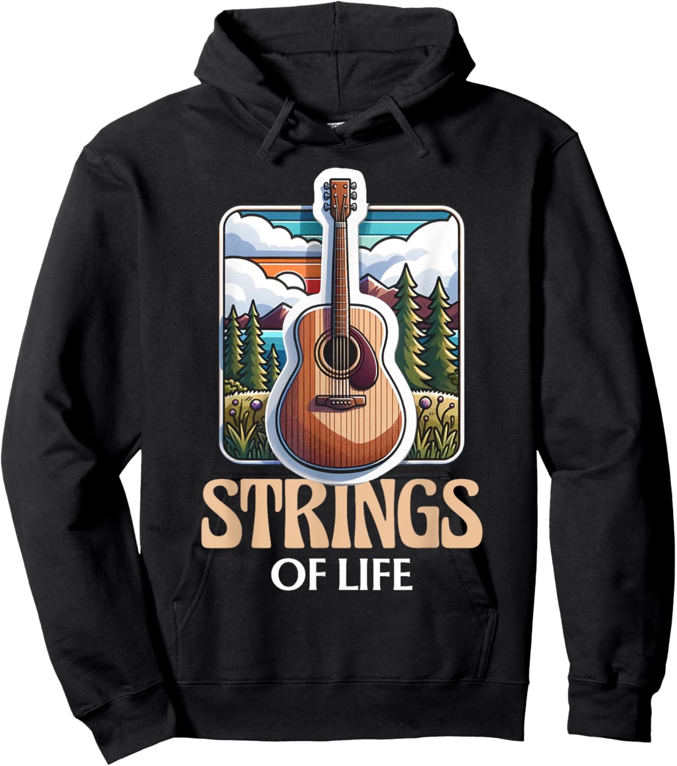 Funny Guitar Player Strings Of Life Musician Guitarist Hoodie - Hoodie | Black