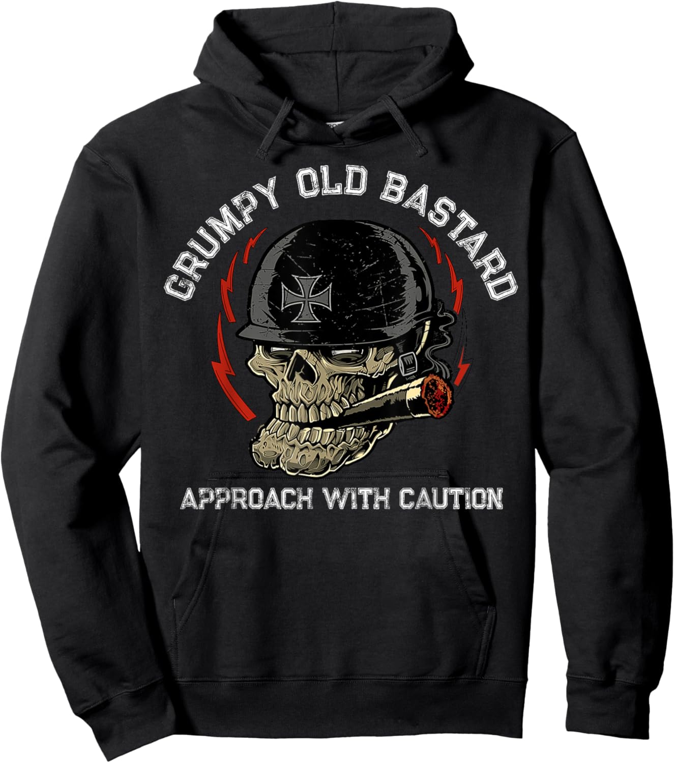 Grumpy Old Bastard Approach With Caution Hoodie - Hoodie | Black