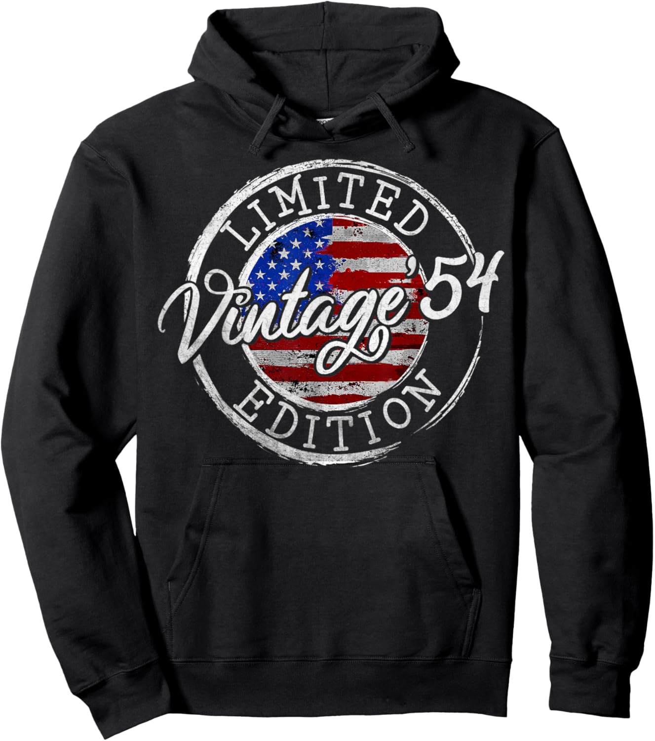 Vintage 1954 American USA Flag 70th Birthday 70 Year Old Hoodie - Hoodie | Black
