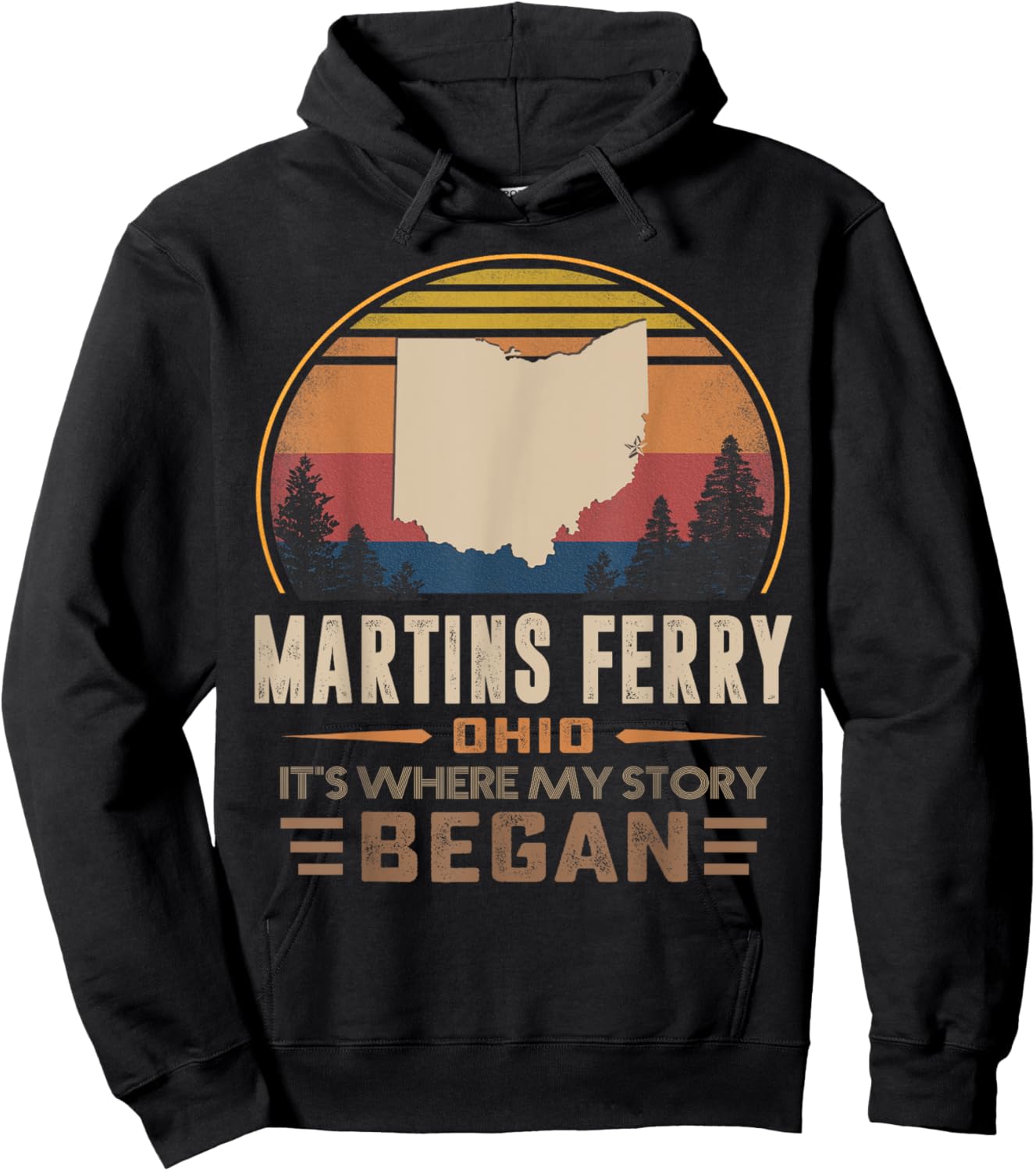 Vintage Martins Ferry Ohio Hometown My Story Began Hoodie - Hoodie | Black