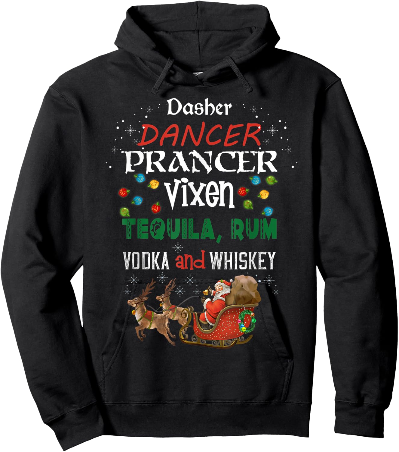 Funny Christmas Gift Dasher Dancer Prancer Moscato Party Hoodie - Hoodie | Black