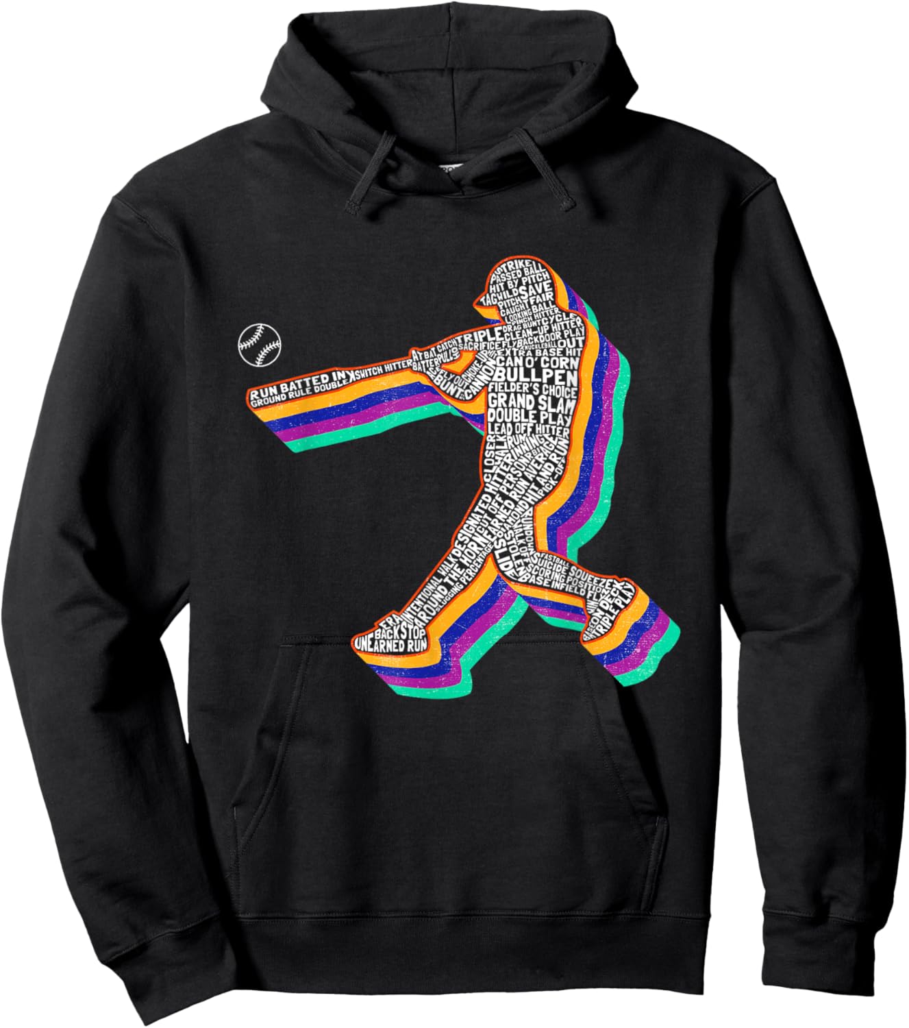 Retro Baseball Player Kids Boys Youth Teens Hoodie - Hoodie | Black