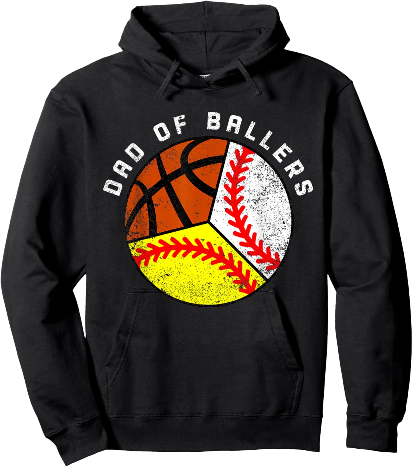 Dad Of Ballers Funny Baseball Softball Basketball Dad Hoodie - Hoodie | Black