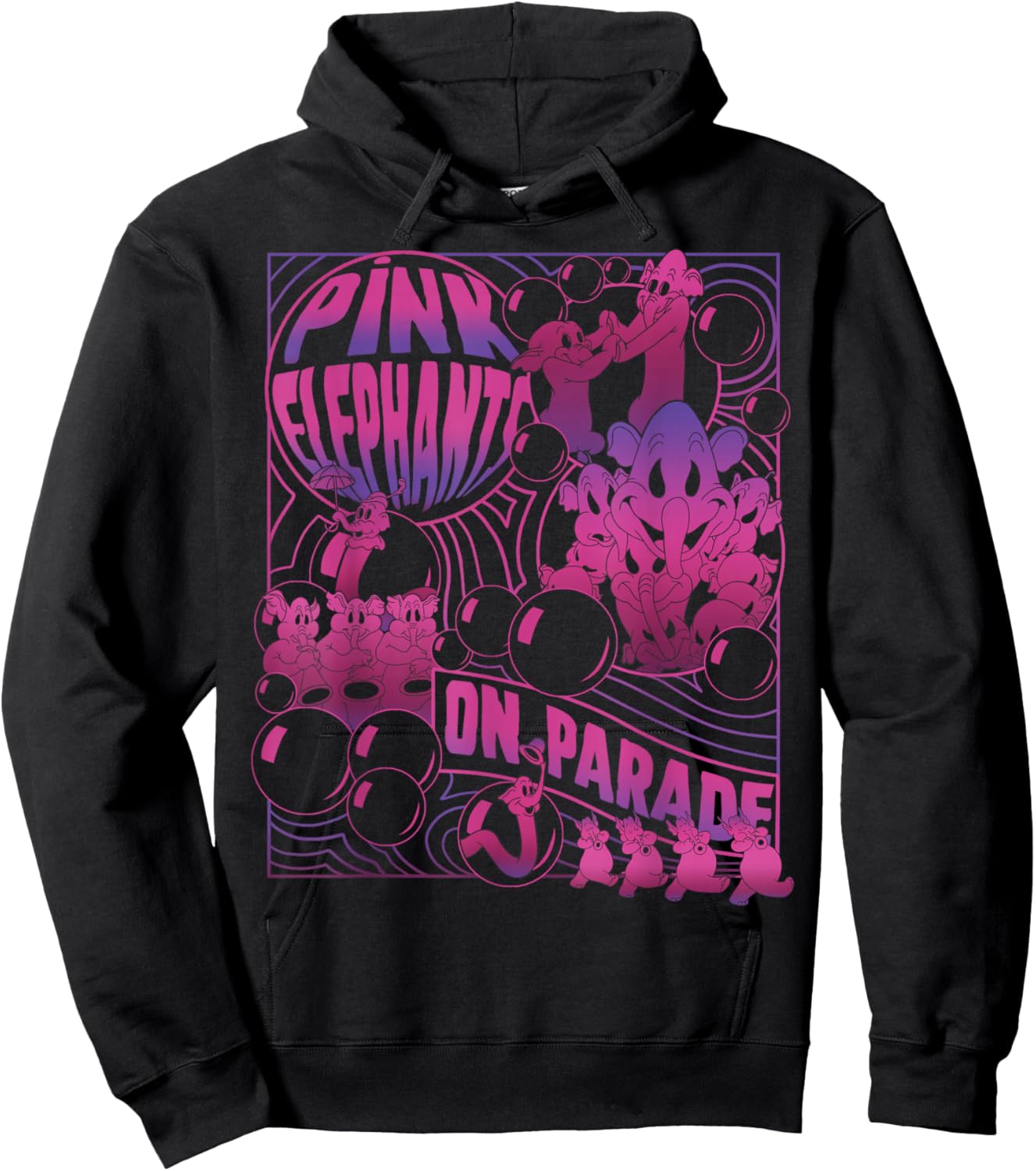 Disney Dumbo Pink Elephants On Parade Small Hoodie - Hoodie | Black