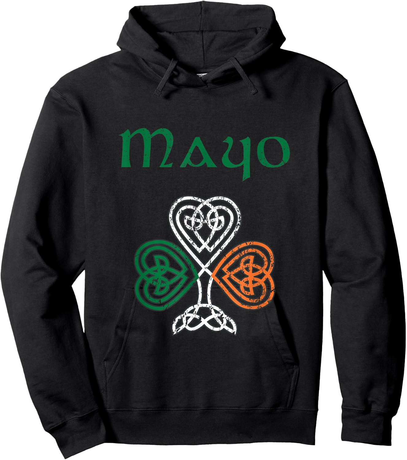 County Mayo Shamrock Ireland Flag, craic and ceol Hoodie - Hoodie | Black