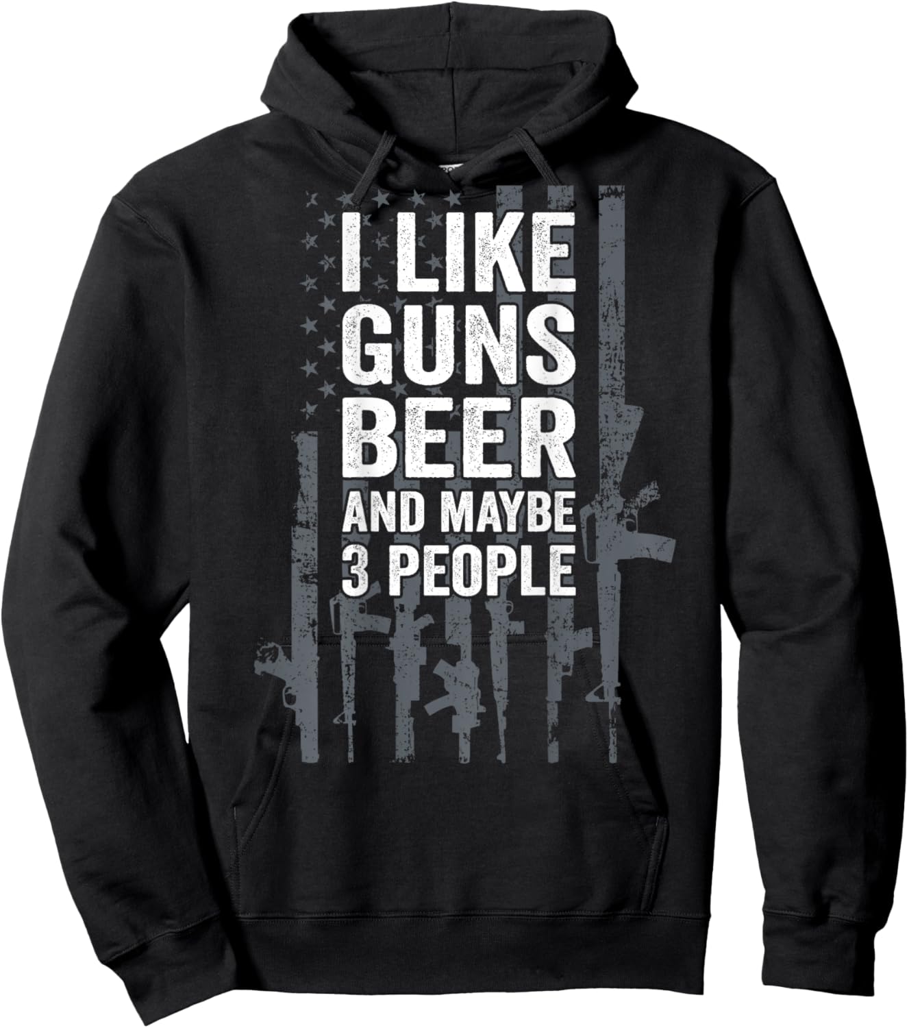 I Like Guns Beer & Maybe 3 People Funny USA Drinking ON BACK Hoodie - Hoodie | Black
