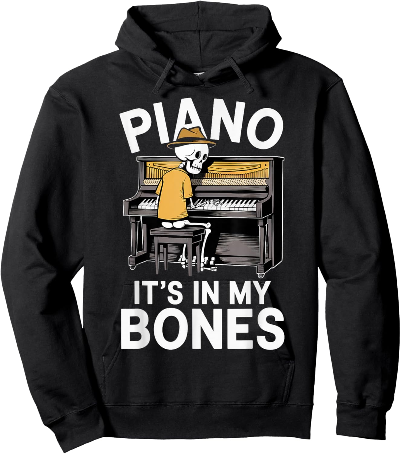 Funny Pianist Skeleton Playing Piano Hoodie - Hoodie | Black