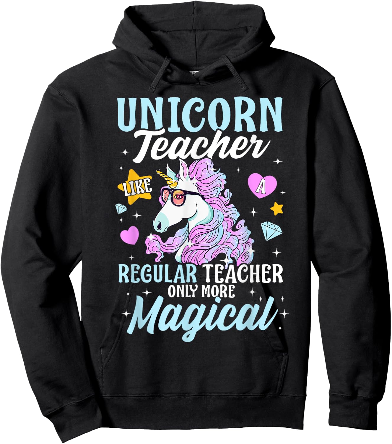Unicorn Teacher Back To School Cute Magic Teacher Men Women Kids Hoodie - Hoodie | Black