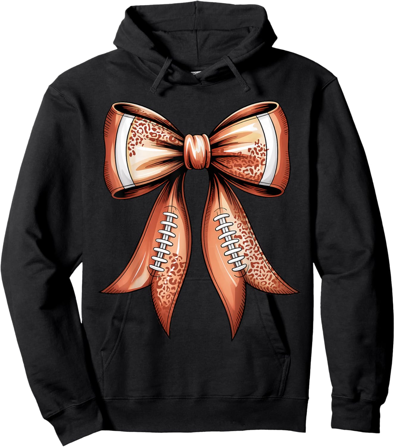 Groovy Cute Coquette Bow Game Day Football for Mom Girls Hoodie - Hoodie | Black