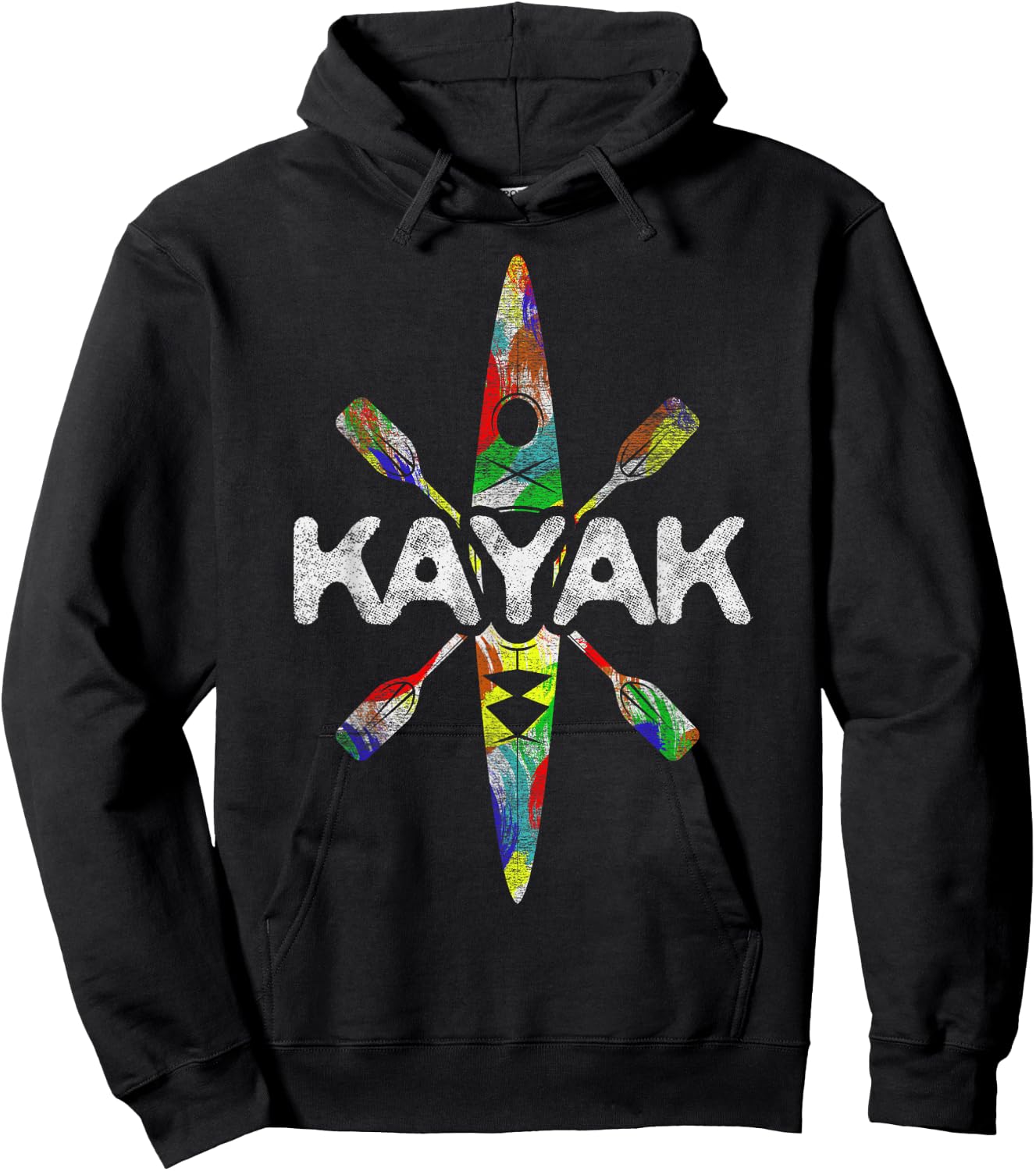 Colorful Kayak Kayaking Kayaks Canoeing Paddling Vacation Hoodie - Hoodie | Black