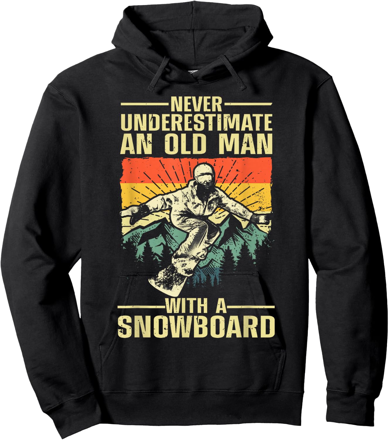 Cool Snowboarding Art Grandpa Dad Winter Snowboarder Hoodie - Hoodie | Black