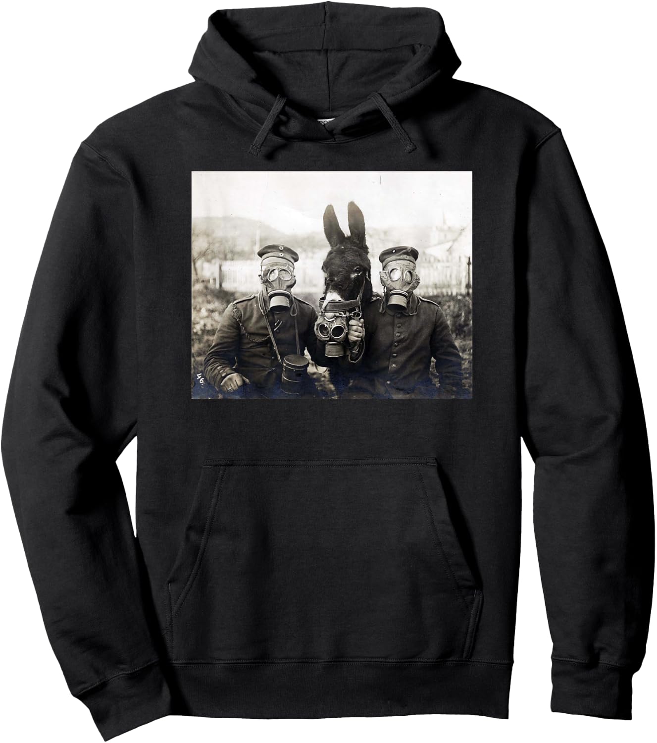 WW1 Vintage Gas Mask Donkey Shirt Hoodie - Hoodie | Black