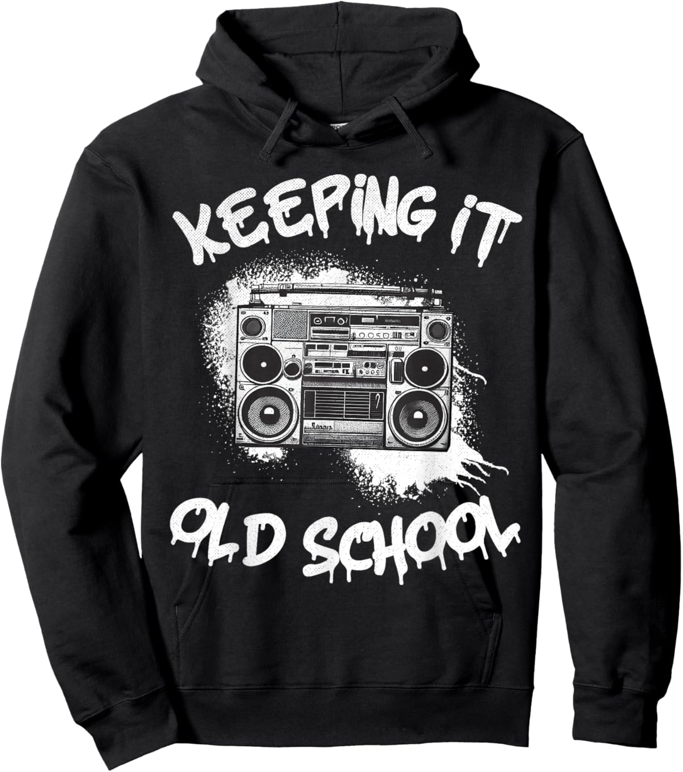 Keeping it Old School Vintage Boombox 80s Hip Hop Graffiti Hoodie - Hoodie | Black