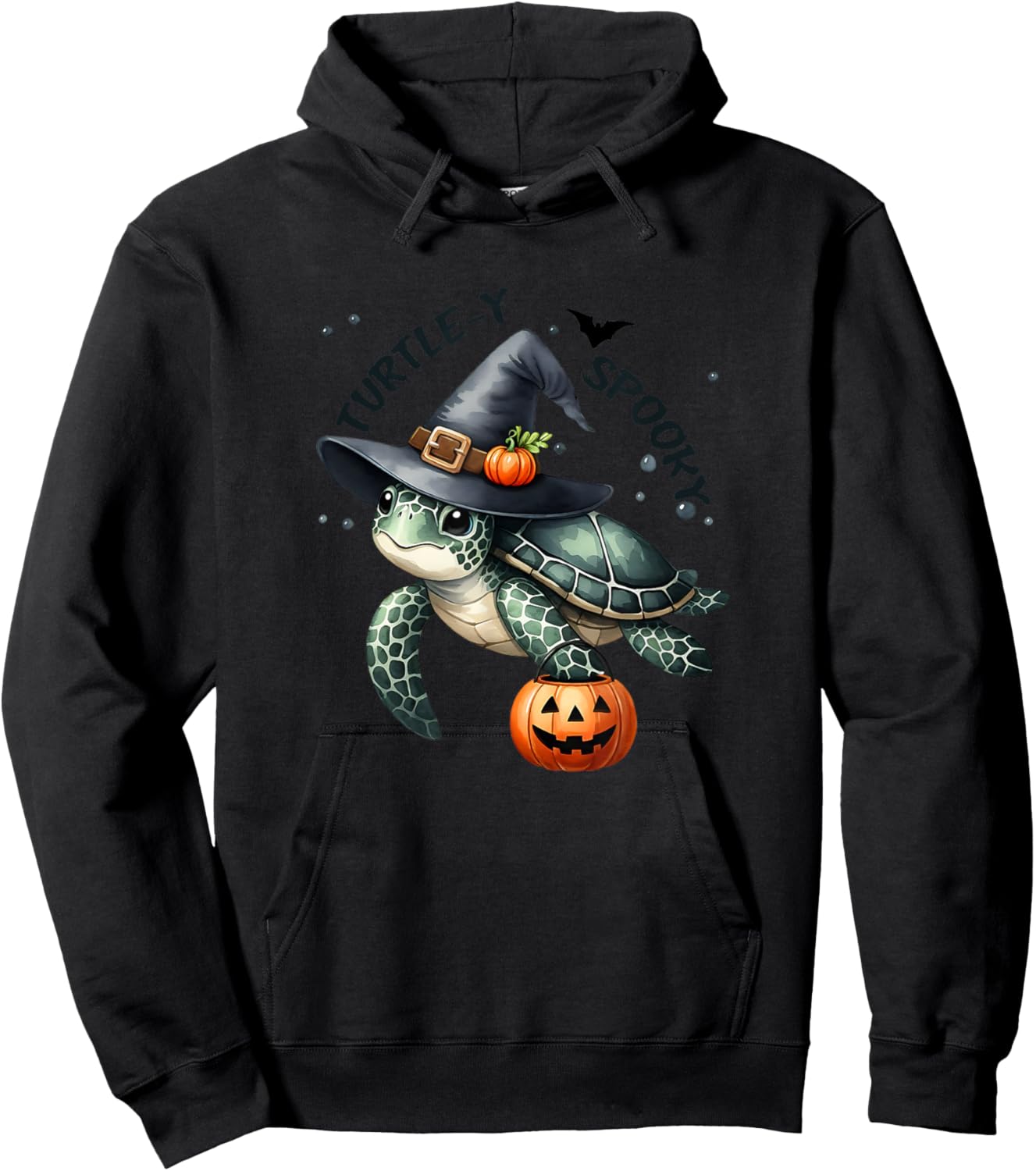 Turtley Spooky Cute Sea Turtle Witches Hat Halloween Hoodie - Hoodie | Black