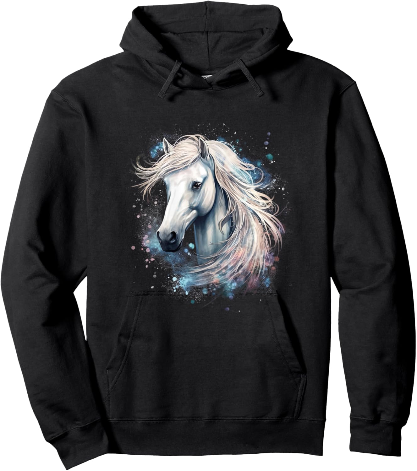 Horse Clothing And Girls Colorful Horse Hoodie - Hoodie | Black