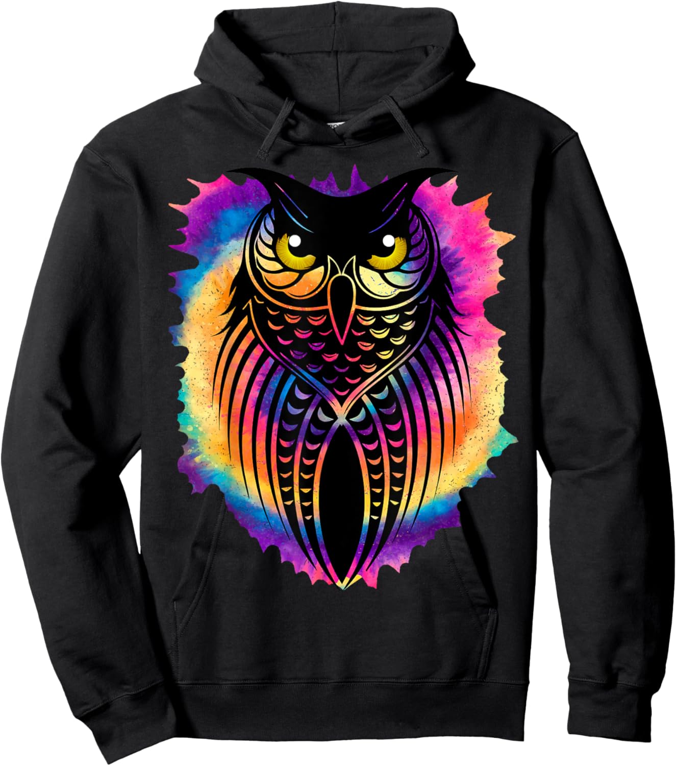 Owl Tie-Dye Graphic | Gift Bird and Owl Lovers Hoodie - Hoodie | Black