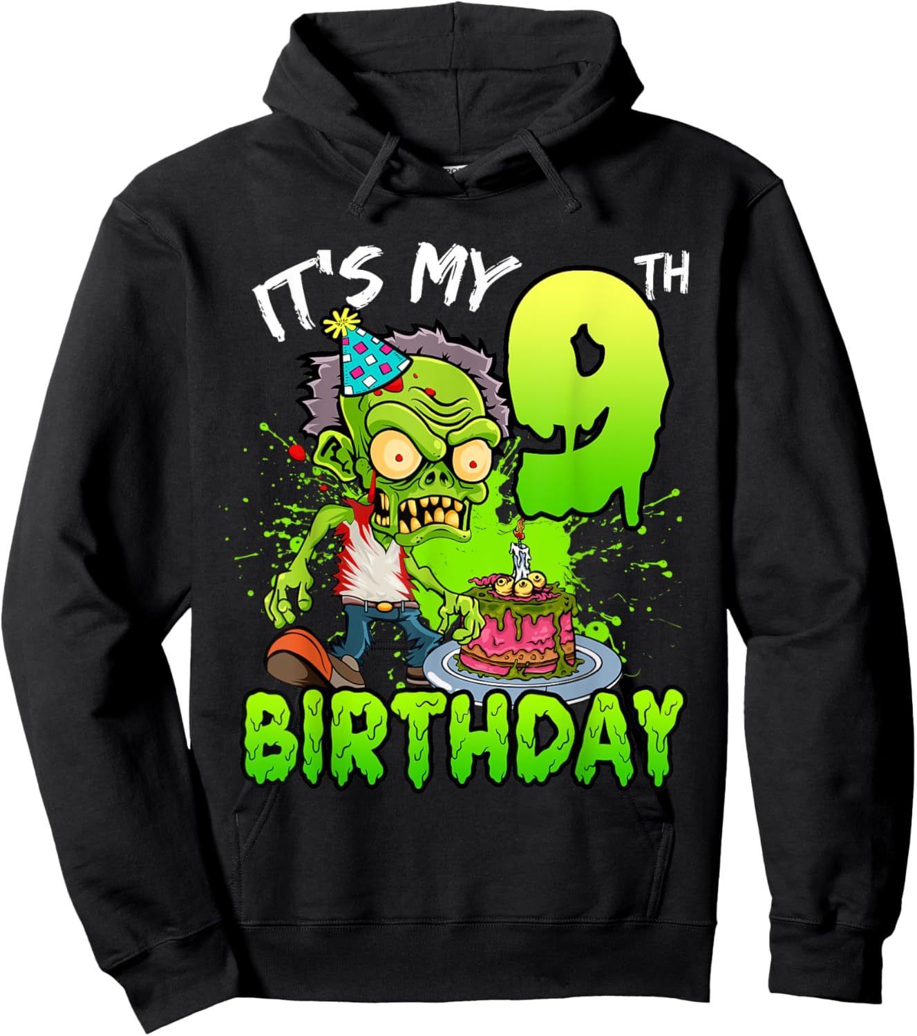 It's My 9th Birthday Zombie Lover 9 Year Old Boys Girls Hoodie - Hoodie | Black