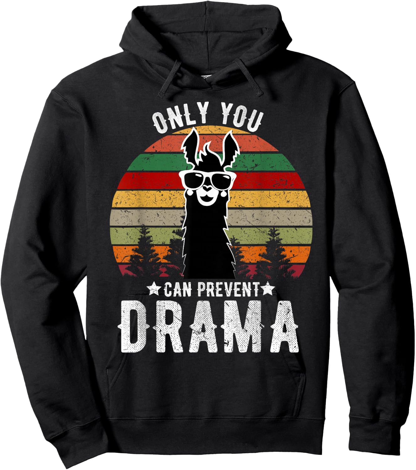 Vintage Only you can prevent drama Llama Hoodie - Hoodie | Black