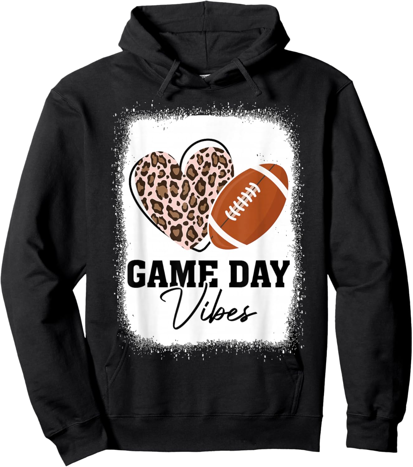 Game Day Vibes - American Football Lover Leopard Football Hoodie - Hoodie | Black