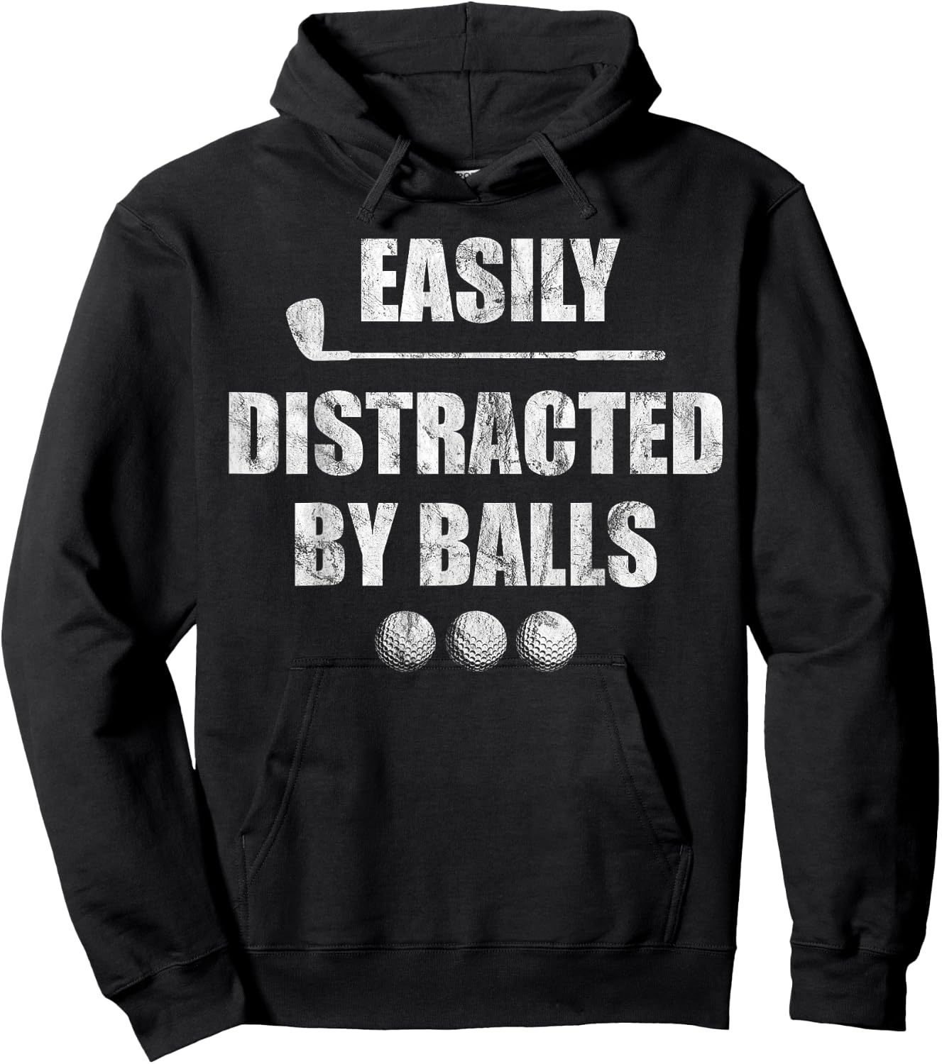 Easily Distracted by Balls Funny Golf Ball Putt Design Hoodie - Hoodie | Black
