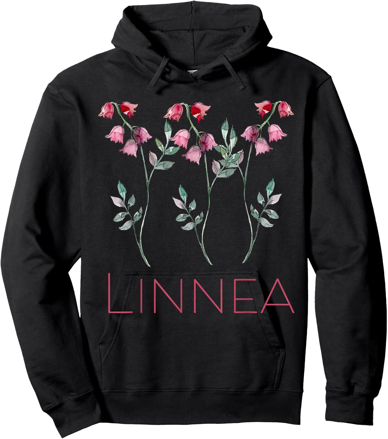 Linnea Flower Twinflower Wildflower Pink Flowers Hoodie - Hoodie | Black